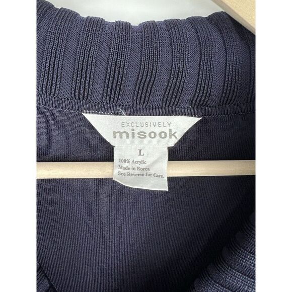 Exclusively Misook Navy Blue Sweater Cardigan Knit 3/4 Sleeves Size Large - Picture 2 of 3
